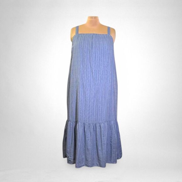 Old Navy Dresses & Skirts - Old Navy Sleeveless Tiered Windowpane Tie-Back Midi Swing Dress, NWT! Size XL